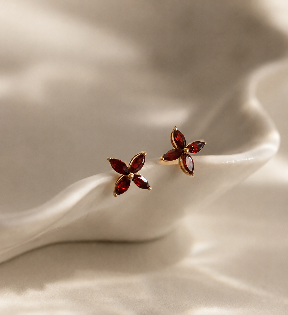 Flower Birthstone Studs