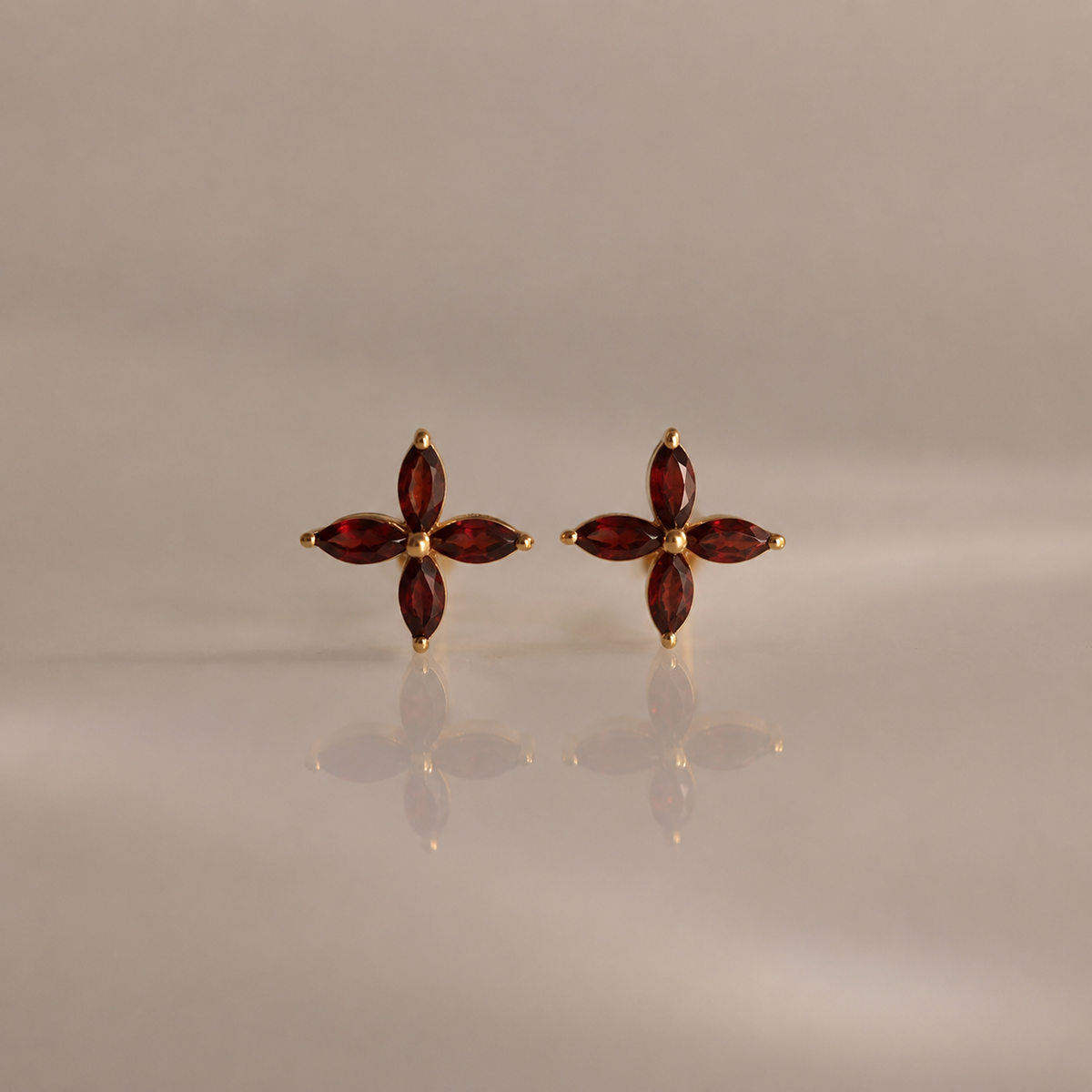 Flower Birthstone Studs