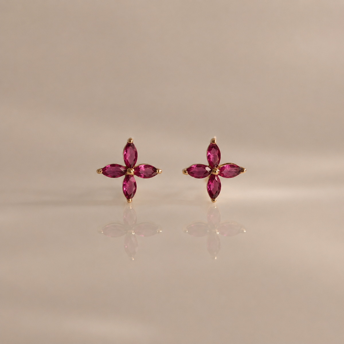 Flower Birthstone Studs